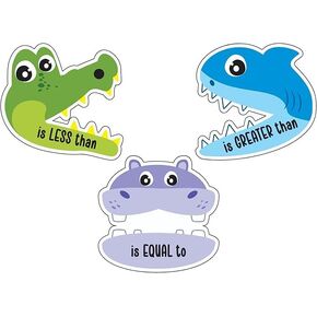 4E's Novelty 3 Magnetic Math Signs Greater Than Less Than, Equal, Mathematic Symbols Cutouts, Animal Math Magnets for Classroom, Magnetic Math Animal Signs Fun, Mathematical Sign for Kids 4-6