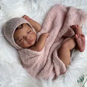 Anano Black Reborn Baby Doll 19 Inch Soft Body African American Reborn Baby Girl Realistic Newborn Baby Dolls Biracial Silicone Babies Doll Alive Brown Skin Baby Dolls
