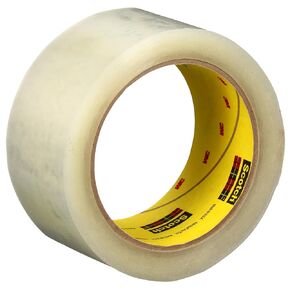 3M Scotch High Tack Box Sealing Tape 375+, Film Backing with Synthetic Rubber Adhesive, Clear Color, 72 mm x 50 m, 24/Case