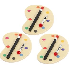 EXCEART Miniature Paint Palette Set 3Pcs 1:12 Dollhouse Palettes Miniature Artist Palettes Paint Brush Model Toys Mini Life Play Scene Prop Crafts Drawing Boards for Fairy Garden Pretend Play