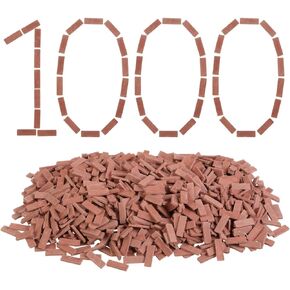 1000 pcs, Mini Bricks for Crafts, Tiny Bricks for Landscaping, Miniature Pavement Bricks, Red Miniature Bricks, 1/12 Scale Accessories