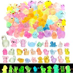 84pcs Luminous Mini Resin Animals, Miniature Figurines Glow in Dark Duck, Fish, Lizard, Rabbit, Cow, Turtle, Chicken, Mini Figures to Hide for Landscape Fairy Garden Dollhouse (29 Styles)