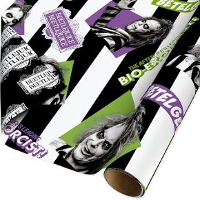 American Greetings 40 sq. ft. Reversible Beetlejuice Wrapping Paper for All Occasions (1 Roll, 30 in. x 192 in.)