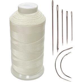 Haobase Bonded Nylon Sewing Thread 1500 Yard T70#69 for Leather, Bag, Shoes, Canvas, Upholstery with Sewing Needles Kit (White)