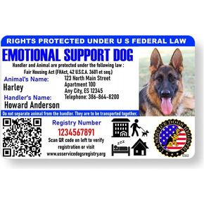 Just 4 Paws Custom Emotional Support ID Card with QR Code & Security Seal and Optional Holograph | Registration to U S Service Dogs Registry Plus ID Holder & Digital ID - Landscape Style