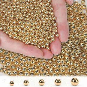 14K 600pcs 2mm Gold Filled Beads for Jewelry Making Small Smooth Round Gold Beads for Bracelets Non Tarnish Metal Brass Spacer Beads for Necklaces Earrings Rings and DIY Craft