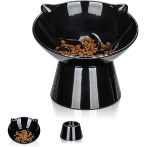 7 Inch Extra Wide Detachable Slow Feeder, Cat Bowl- Elevated Cats Feeder Tilted, Large Raised Cat Food Bowl Whisker Friendly, for Indoor Cats and Small Dogs Anti-Vomiting White