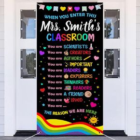 Personalized Composition Notebook Door Cover, Welcome Back to School Door Covers, First Day of School Door Banner for Teachers Classroom Notebook Wall Door Decor Kindergarten Preschool Elementary (NOTEBOOK)