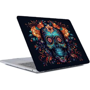 Compatible with MacBook Air 13 inch Case 2020 2021 M1 A2337 A2179 A1932, Plastic Hard Shell Case for Mac Air 13 with Touch ID (2018-2021) - Sugar Skull Flowers