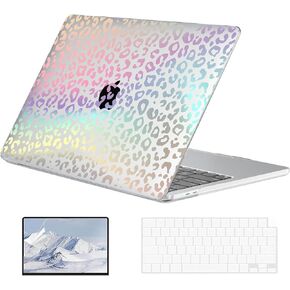 EooCoo Case Compatible with MacBook Air 13 inch M4 2025 2024 2023 2022 M3 M2 A3240 A3113 A2681, Air 13.6" Laptop Hard Shell Case + Keyboard Skin Cover + Screen Protector, Gradient Leopard