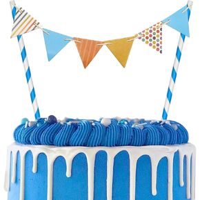 Banner Shape Cake Topper- Triangle Flag Banner Shape Cake Decoration,Festive Party Cake Flags,Cake Smash Decorations,Banner Props