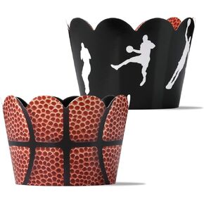 Basketball Cupcake Wrappers, Set of 42 – Slam Dunk Party Decorations for Basketball-Themed Events by Pretty Cute Studios