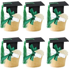 Ephlyn 24 Pack 3D 2025 DIY Graduation Cap Cupcake Toppers and 24Pcs Diploma 2025 Congrats Grad Cupcake Picks with Tassels for School Boys Girls Graduate Party Cake Decorations Supplies Pink