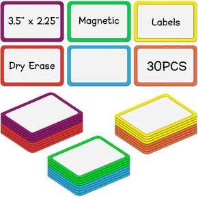 3.5x2.25 Dry Erase Magnets,Colorful Border Labels for Storage and Organization,Easy Wipe Magnetic Racking Tape Strips for Shelves Racks and Warehouses Adheres to Any Steel Surface
