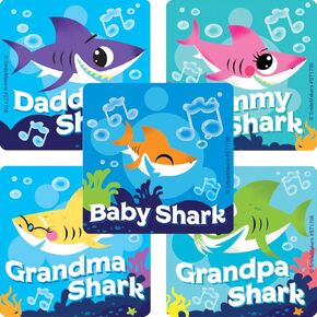 SmileMakers Baby Shark Stickers - Prizes and Incentives - 100 per Pack