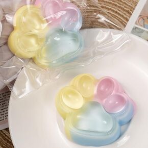 2Pcs Taba Squishy Cat Paw Squeeze Toys, Cute Cat Paw Squishy Toys for Stress Relief, Soft Jelly Kitty Squeeze Fidget Toys, Sensory Fidget Decompression Toy for Kids Adults(Multicolor)