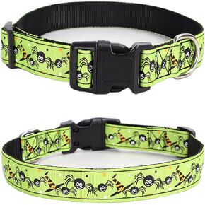 Halloween Dog Collar - Pumpkin Bat Ghost Pattern - Adjustable for Small Medium Large Dogs