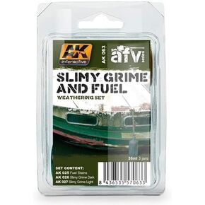 Slimy Grime & Fuel Stains Enamel Paint Set (25, 26, 27) AK Interactive
