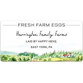 Custom Egg Carton Labels - Personalized Egg Carton Stickers for Farm Fresh Eggs - Made in USA (20-2500 Labels) (Watercolor Chicken)