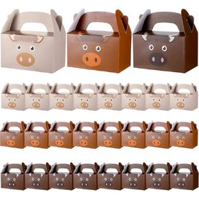 cholemy 24 PCS Highland Cow Treats Boxes Cowboy Gift Box Plust Goodie حقائب Highland Cow موضوع صناديق الحلوى من الورق المقوى من أجل رعاة البقر المظهر