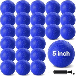 24 Pcs Dodgeballs 5 Inch Playground Ball Kickball Inflatable Rubber Handball Bouncy Dodge Ball with 1 Hand Pump for Outdoors Ball Games Gym Camps Picnic