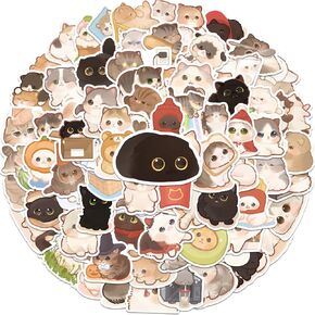 150 Pcs Cute Cat Stickers for Water Bottles, Funny Kitten Stickers, Gift for Kids Teen Birthday Party, Kawaii Cartoon Decal Pack, Waterproof for Laptop,Phone,Skateboard,Bicycle