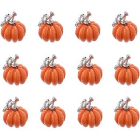 12 PCS Halloween Pumpkin Charms 3D Orange Pumpkin Charms المينا المعدنية معلقات الهالوين لأقراط سوار القلادة DIY Making Accessories - Pumkin (Z155)