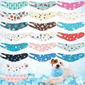 Sanwuta 20 Pack Dog Cooling Bandanas Bulk Instant Cooling Adjustable Breathable Ice Neck Scarfs Wrap Kerchiefs Bandanas for Small Medium Dogs Hunting Training Hiking Camping(Paw,M)