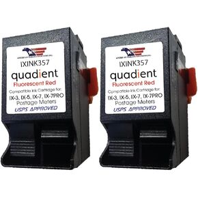 AMERICAN MAILING SOLUTIONS INC. Quadient Ink Cartridge IXINK357 | 2-Pack | for iX-3, iX-5, iX-7, iX-7PRO Series, 17000 Yields, USA Made, Red Ink