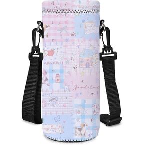 AUPET زجاجة مياه حبال حقيبة الناقل كم Crossbody، معزول النيوبرين زجاجة حامل غطاء الحقيبة 500ML/17oz مع حزام الكتف للبنين الفتيات النساء الرجال