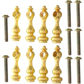 Brass Shelf Rail, 8pcs Metal Spindles Furniture Connectors for Glass Repair Mandrel Golden Iron for Glass Railing, Cabinets and Bar Carts