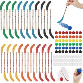 60 PCS Hockey Party Forms Favors Multiclor Hockey Stick Pencils ومحاياتها تشمل 18 قلوب رصاص للهوكي مع محوون 24 كرات الهوكي 18 كيس لعشاق الهوكي الرياضي عيد ميلاد جائزة الجائزة