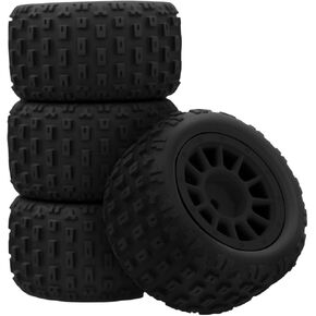 Rubber Pre Glued Wheel and Tires Plastic Rim Kit for 1/18 Granite Grom Series RC Car Upgrades Part Black