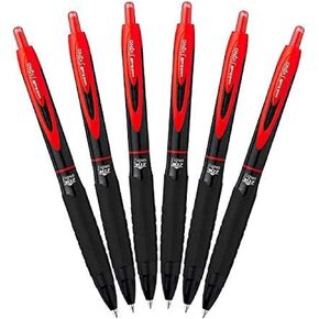 Uni-Ball 307 Retractable Gel Ink Pens Medium Point 0.7mm Pack of 6 Red Smudge Proof for All Day Smooth Writing Art & Craft for Kids and Adults