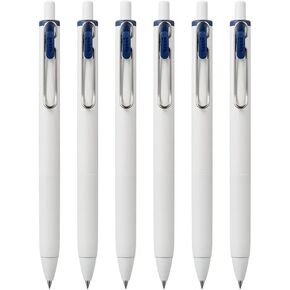 Uniball One Retractable Gel Pens, 0.5mm Micro Point, Blue Black Ink, 6 Count