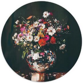 Moody Floral Disco Ball Mouse Pad for Desk, Maximalist Eclectic Funky Flower Aesthetic Mousepads for Wireless Mouse Computers Laptop Home Office Supplies Accessories, 7.9x7.9 Inch