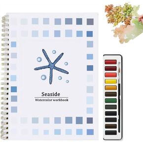 Watercolor Workbooks Coloring Book Set: Easy Nature Scenes Beginner Friendly Watercolor Paint Art Crafts Painting Kit for Creative Exploration Gift for Adults Teens Christmas Without Palette