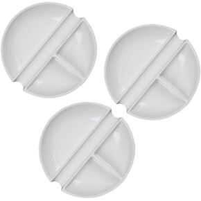HOMSFOU 3Pcs Portable Imitation Porcelain Paint Trays Multi Functional Round Ink Plates for Calligraphy Art Lightweight Color Mixer for Students and Adults Porcelain White