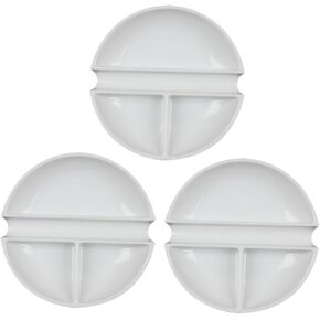 NUOBESTY 3Pcs Round Porcelain Color Palette Multi Purpose Ink Tray for Calligraphy Painting Lightweight Durable for Artists Students Porcelain White