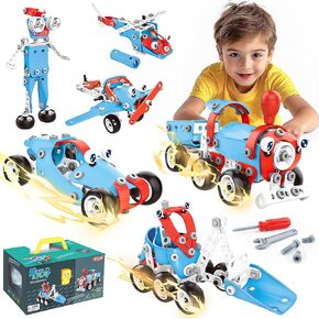 SMIESSKIDDO 18 in 1 STEM Toys, 175 PCS Building Toys for Kids Ages 4-8 5-7 6-8 Educational Activities for Boys 4-6 8-10 Construction Creative Games Birthday Gifts for 4 5 6 7 8+ Year Old Boy Girl