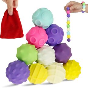 10Pcs Rainbow Texture Sensory Fidget Toy Multi-Color Educational Science Kit Anxiety Relief 24mm DIY Mutual Attraction Desk Balls Kids Adults Stocking Stuffers Gift for Party Favors Gift