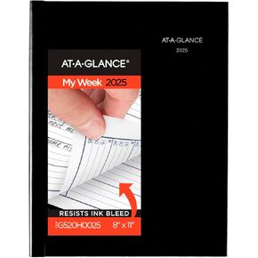 AT-A-GLANCE 2026 Appointment Book Planner, Weekly, 8" x 11", Large, Quarter-Hourly, Hardcover, DayMinder, Black (G520H0026)