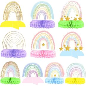 Rainbow Honeycomb Centerpieces, Pastel Rainbow Party Decorations, Rainbow Birthday Baby Shower Centerpieces for Tables