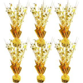 6 PCS Metallic Foil Spray Centerpiece Grad Decor Table Decoration Burst Table Centerpieces for Graduation Birthday Wedding Anniversary Season Holiday Party Supplies Decor (Gold)