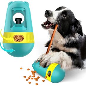 BABORUI 2 in 1 Dog Treat Toy, Bully Stick Holder & Interactive Treat Dispensing Toys to Keep Them Busy, Adjustable Dog Chew Bones Holder Puzzle Feeder for Puppy/Small/Medium/Large Dogs (Red)