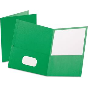 Oxford 57503 Twin-Pocket Folder, Embossed Leather Grain Paper, Light Green, 25/Box