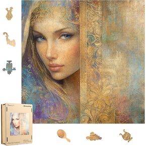 Beauty Bohemia Puzzles for Adults, Wooden Jigsaw Puzzles 300pcs,Medium, Unique Shape Adult Puzzles, Irregular Creative Gift(12.4 x 12.4 in)