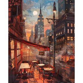 QACEYID New York City Landscape Paint by Numbers Kit for Adults, Landscape Paint by Number on Canvas, Scenery Digital Oil Painting Kits Suitable for Home Wall Decoration Gift 16"x20"
