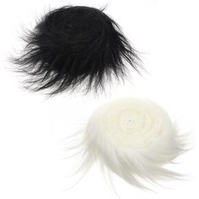 White and Black Faux Fur Ribbon 2"X 59" Fake Fur Fabric Artificial Furry Strip for Crafts DIY Beard Hair Cosplay
