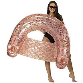 Poolcandy Sun Chair Water Raft, Multiple Chair Styles (Rose Gold Glitter)
